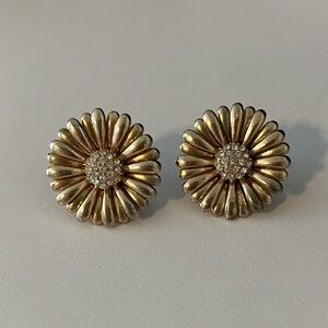 Vintage Gold Floral Stud Earrings